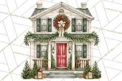 Vintage Christmas Homes Clipart, Christmas House PNG Product Image 4