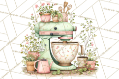 Mint Cottagecore Kitchen Clipart, Vintage Country Floral Png Product Image 3