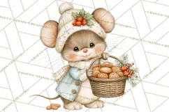 Christmas Mouse Clipart, Pastel Holiday Mice PNG, Nursery Product Image 4
