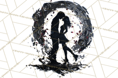 Romantic Couple Silhouettes, Rose Cutout PNG, Surreal Love Product Image 3