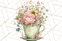 Mint Cottagecore Kitchen Clipart, Vintage Country Floral Png Product Image 4