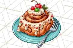 Christmas Retro Diner Clipart PNG 1950s Holiday Food & Decor Product Image 5