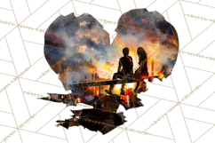 Romantic Couple Silhouettes, Rose Cutout PNG, Surreal Love Product Image 5