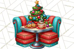 Christmas Retro Diner Clipart PNG 1950s Holiday Food & Decor Product Image 3