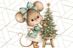Christmas Mouse Clipart, Pastel Holiday Mice PNG, Nursery Product Image 2