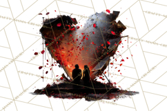 Romantic Couple Silhouettes, Rose Cutout PNG, Surreal Love Product Image 2