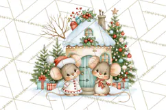 Christmas Mouse Clipart, Pastel Holiday Mice PNG, Nursery Product Image 3