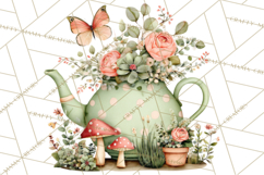 Mint Cottagecore Kitchen Clipart, Vintage Country Floral Png Product Image 2
