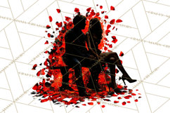 Romantic Couple Silhouettes, Rose Cutout PNG, Surreal Love Product Image 3