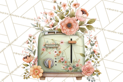 Mint Cottagecore Kitchen Clipart, Vintage Country Floral Png Product Image 3