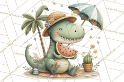 Cute Summer Dinosaur Clipart Sweet Treat Dino PNG Product Image 4