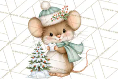 Christmas Mouse Clipart, Pastel Holiday Mice PNG, Nursery Product Image 5