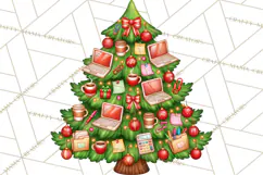 Multi Themed Christmas Trees Clipart PNG Product Image 2