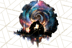 Romantic Couple Silhouettes, Rose Cutout PNG, Surreal Love Product Image 5