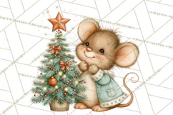 Christmas Mouse Clipart, Pastel Holiday Mice PNG, Nursery Product Image 2