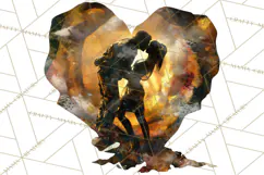 Romantic Couple Silhouettes, Rose Cutout PNG, Surreal Love Product Image 5