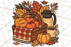 Cozy Fall Clipart PNG Autumn Harvest Illustrations Product Image 2