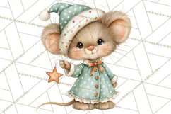 Christmas Mouse Clipart, Pastel Holiday Mice PNG, Nursery Product Image 2