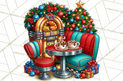 Christmas Retro Diner Clipart PNG 1950s Holiday Food & Decor Product Image 5