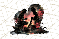 Romantic Couple Silhouettes, Rose Cutout PNG, Surreal Love Product Image 2