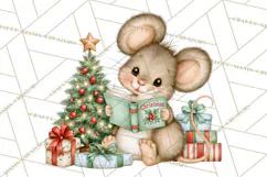 Christmas Mouse Clipart, Pastel Holiday Mice PNG, Nursery Product Image 3