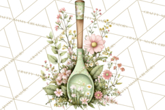 Mint Cottagecore Kitchen Clipart, Vintage Country Floral Png Product Image 2