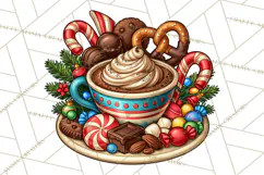 Cocoa Christmas Clipart, Chocolate Coffee Holiday PNG Product Image 5