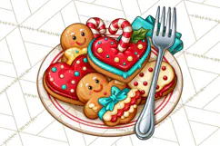 Christmas Retro Diner Clipart PNG 1950s Holiday Food & Decor Product Image 4