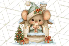 Christmas Mouse Clipart, Pastel Holiday Mice PNG, Nursery Product Image 4