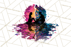 Romantic Couple Silhouettes, Rose Cutout PNG, Surreal Love Product Image 3