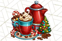 Cocoa Christmas Clipart, Chocolate Coffee Holiday PNG Product Image 2