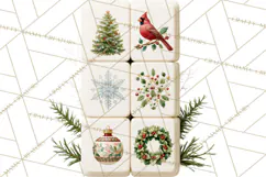 Christmas Mahjong Clipart, Holiday Mahjong Tiles PNG Product Image 5