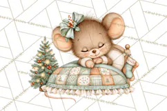 Christmas Mouse Clipart, Pastel Holiday Mice PNG, Nursery Product Image 5