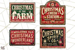 Vintage Christmas Signs Clipart PNG Product Image 1