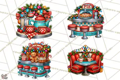Christmas Retro Diner Clipart PNG 1950s Holiday Food & Decor Product Image 1