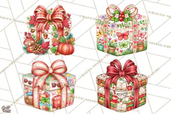 Multi Christmas Gifts Clipart PNG, Themed Wrapped Presents Product Image 1