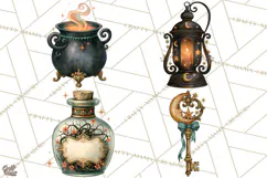 Vintage Witch Apothecary Clipart PNG, Halloween Magic Product Image 1