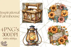 Inspirational Farmhouse Sunflower Clipart PNG Product Image 1