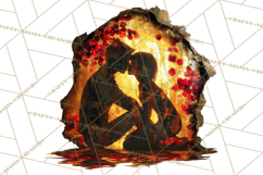 Romantic Couple Silhouettes, Rose Cutout PNG, Surreal Love Product Image 5