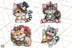 Christmas Cat Clipart PNG, Funny Kitten Christmas Product Image 1