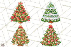 Multi Themed Christmas Trees Clipart PNG Product Image 1