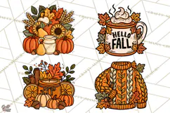 Cozy Fall Clipart PNG Autumn Harvest Illustrations Product Image 1