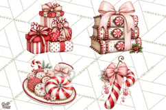 Peppermint Christmas Treasures Clipart PNG, Candy Cane Product Image 1