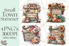 Small Town Summer Clipart PNG Scenes Product Image 1