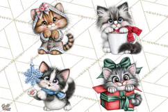 Christmas Cat Clipart PNG, Funny Kitten Christmas Product Image 1