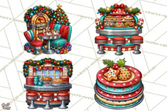 Christmas Retro Diner Clipart PNG 1950s Holiday Food & Decor Product Image 1
