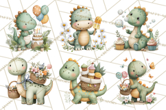 Cute Summer Dinosaur Clipart Sweet Treat Dino PNG Product Image 2
