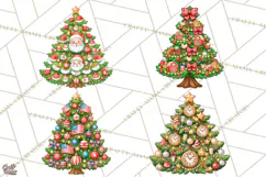 Multi Themed Christmas Trees Clipart PNG Product Image 1