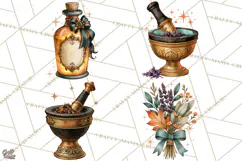 Vintage Witch Apothecary Clipart PNG, Halloween Magic Product Image 1