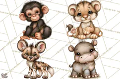 Safari Clipart African Animals Watercolor PNG Product Image 1
